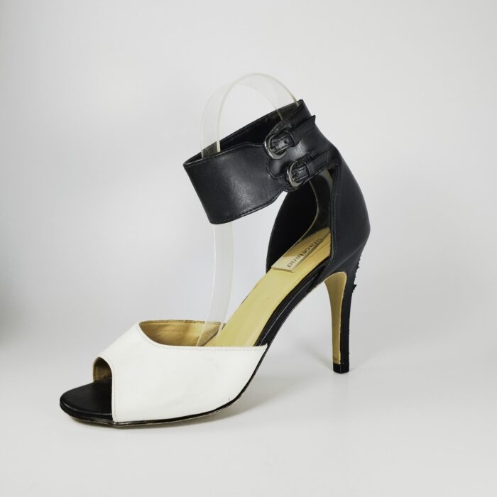 thrift black and white heels