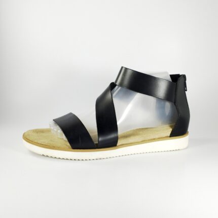 Time and Tru | Shoes | Grey Faux Leather Gladiator Sandals 6 Low Wedge Comfort Sock Back Zip New |