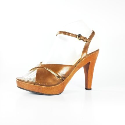 Gucci Brown Suede Grease Cross Strap Platform Sandals Size 37 Gucci