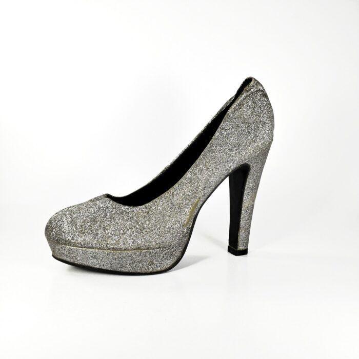 reborn Night Womens Silver Gold Glitter Sparkle Pump Cone High Heels