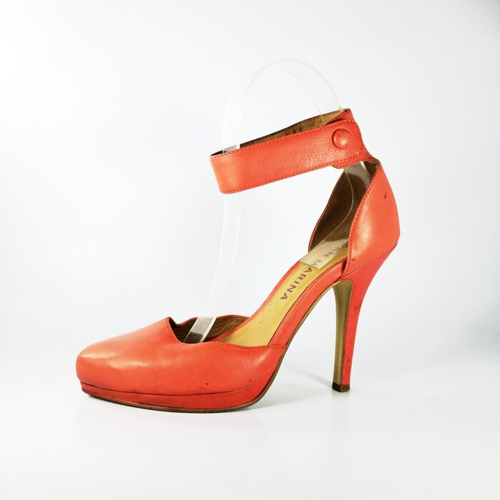 Lola 112 mm Red Strappy High Heels Calfskin Leather Ankle Strap Heels